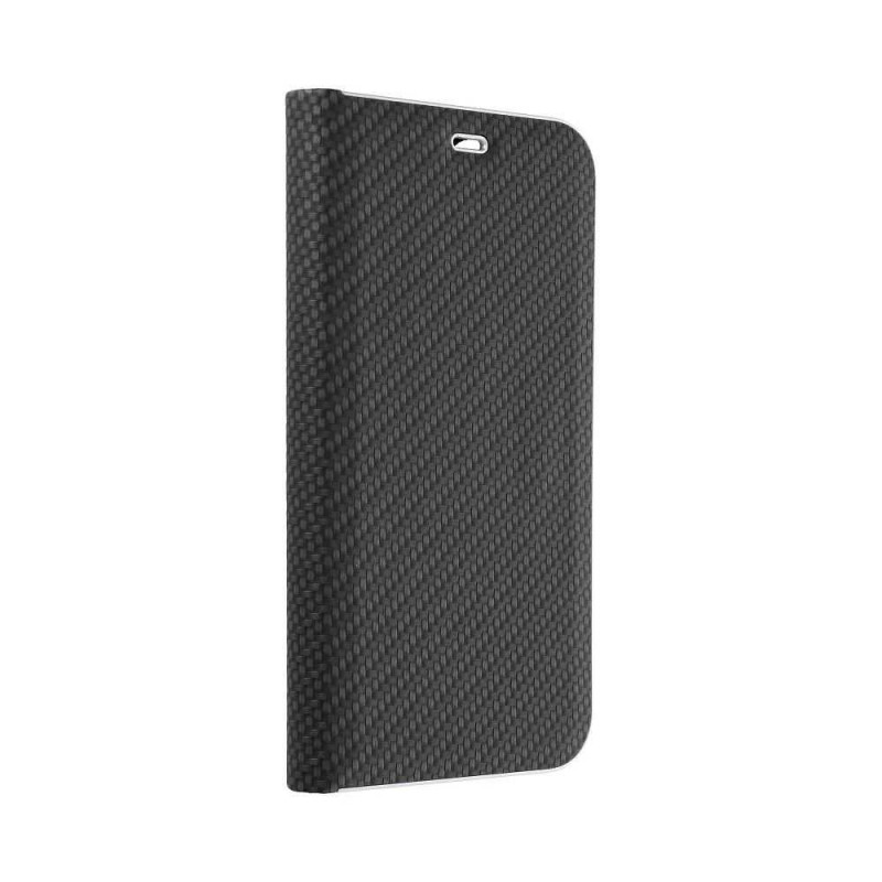 LUNA Book Carbon sur le Apple iPhone 13 mini FORCELL Étui portefeuille Noir
