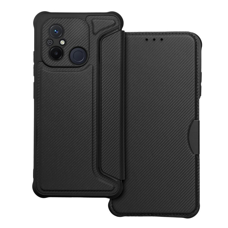 XIAOMI Redmi 12C Portefeuilles Razor Book Fibre de carbone, Modèle de carbone  Noir