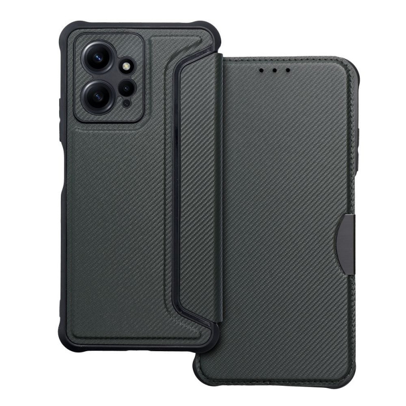 XIAOMI Redmi Note 12 4G Portefeuilles Razor Book Fibre de carbone, Modèle de carbone Vert foncé XIAOMI Redmi Note 12 4G Portefeuilles Razor Book Fibre de carbone, Modèle de carbone Vert foncé