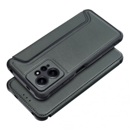 XIAOMI Redmi Note 12 4G Portefeuilles Razor Book Fibre de carbone, Modèle de carbone  Vert foncé