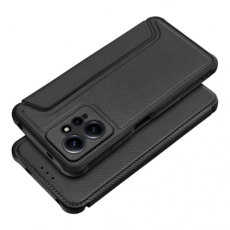 XIAOMI Redmi Note 12 4G Portefeuilles Razor Book Fibre de carbone, Modèle de carbone  Noir