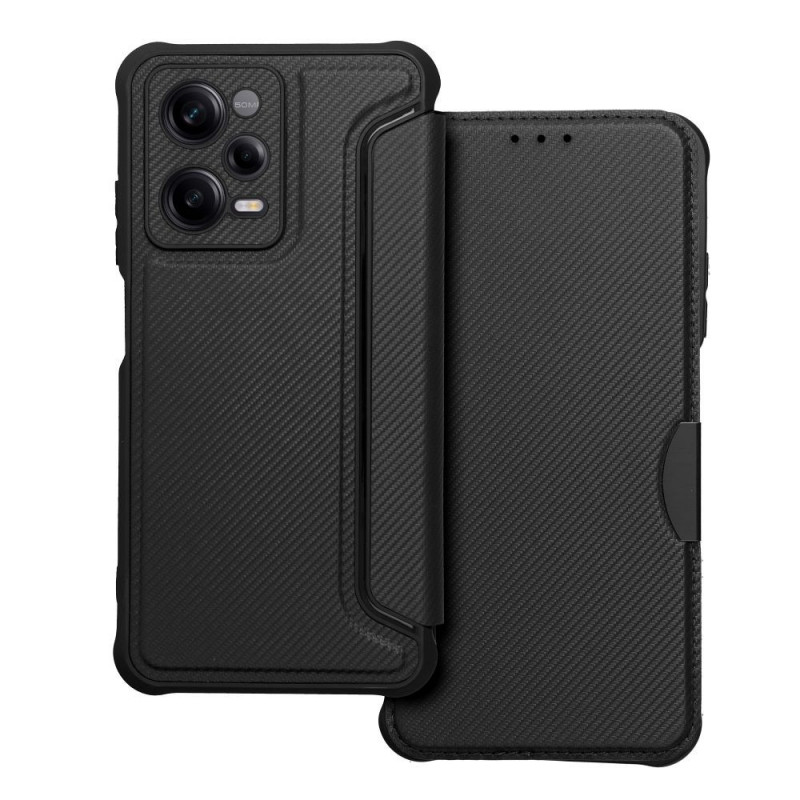 XIAOMI Redmi Note 12 Pro 5G Portefeuilles Razor Book Fibre de carbone, Modèle de carbone Noir XIAOMI Redmi Note 12 Pro 5G Portefeuilles Razor Book Fibre de carbone, Modèle de carbone Noir
