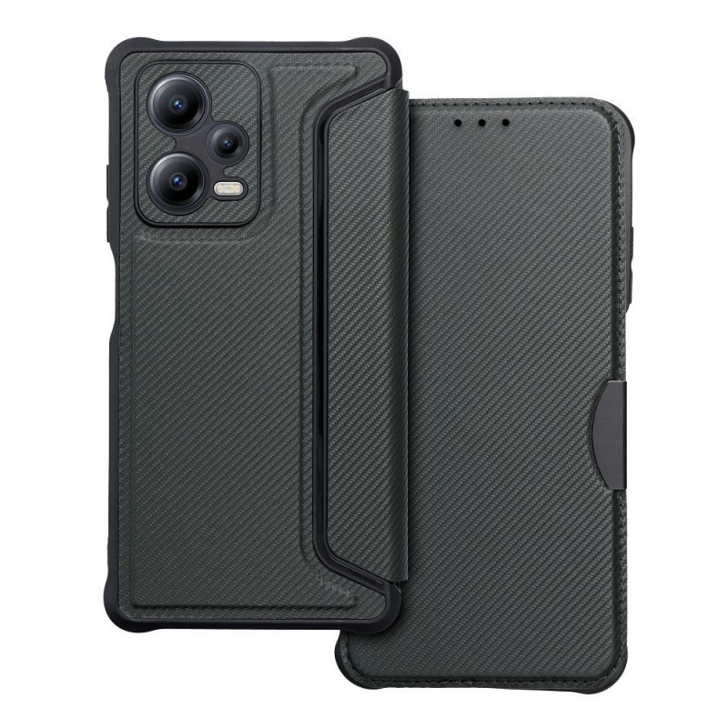 XIAOMI Redmi Note 12 Pro Plus 5G Portefeuilles Razor Book Fibre de carbone, Modèle de carbone  Vert foncé