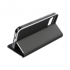 Apple iPhone 14 Pro Portefeuilles LUNA Book Carbon Fibre de carbone, Élégant  Noir