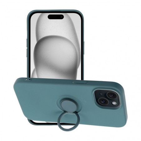 Apple iPhone 15 Coque Silicone ring Vert