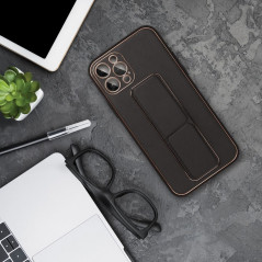 Apple iPhone 14 Pro Coque LEATHER Case Kickstand Noir