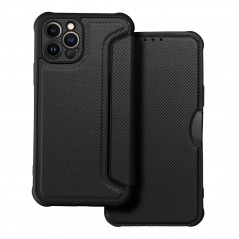 Apple iPhone 12 Pro Portefeuilles Razor Book Fibre de carbone, Modèle de carbone  Noir