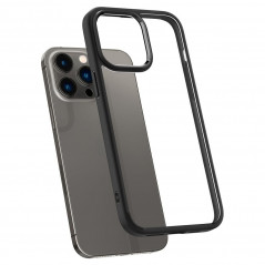 Apple iPhone 14 Pro Coque Spigen Ultra Hybrid Clair comme du cristal  Noir mat