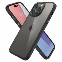 Apple iPhone 14 Pro Coque Spigen Ultra Hybrid Clair comme du cristal  Noir mat