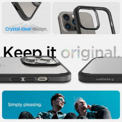 Apple iPhone 14 Pro Coque Spigen Ultra Hybrid Clair comme du cristal  Noir mat