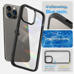 Apple iPhone 14 Pro Coque Spigen Ultra Hybrid Clair comme du cristal  Noir mat