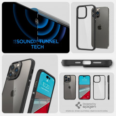 Apple iPhone 14 Pro Max Coque Spigen Ultra Hybrid Clair comme du cristal  Noir mat