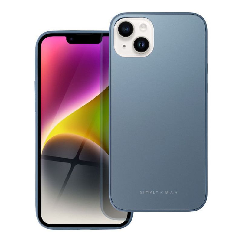 Apple iPhone 14 Plus Coque Roar Matte Glass Élégant  Bleu
