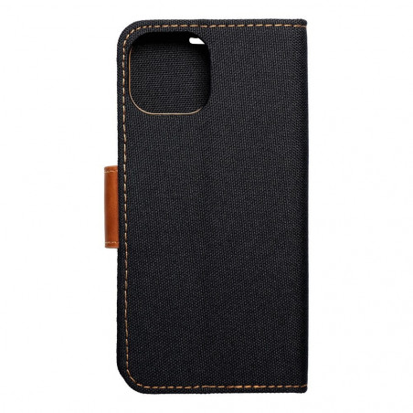 Apple iPhone 15 Portefeuilles Canvas Book Noir