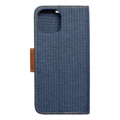 Apple iPhone 15 Portefeuilles Canvas Book Bleu marine