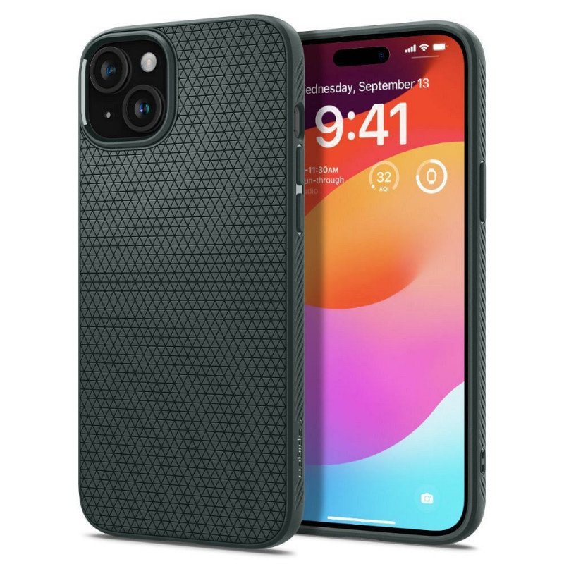 Apple iPhone 15 Coque Spigen  Liquid Air Vert abysses