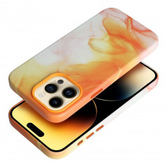 Apple iPhone 15 Coque Leather Mag Cover Élégant  MagSAFE  Éclaboussure d'orange