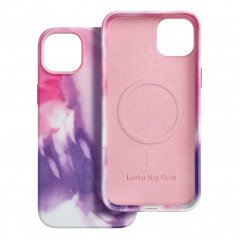 Apple iPhone 15 Plus Coque Leather Mag Cover Élégant  MagSAFE  Éclaboussure violette