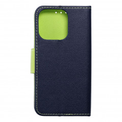 Apple iPhone 15 Pro Portefeuilles Fancy Book Marine / Citron vert
