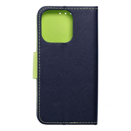 Apple iPhone 15 Pro Portefeuilles Fancy Book Marine / Citron vert