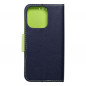 Apple iPhone 15 Pro Portefeuilles Fancy Book Marine / Citron vert