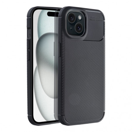 Apple iPhone 15 Coque Carbon premium Élégant  Noir