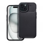 Apple iPhone 15 Coque Carbon premium Élégant  Noir