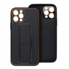 Apple iPhone 15 Pro Max Coque LEATHER Case Kickstand Noir
