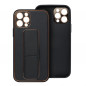 Apple iPhone 15 Pro Max Coque LEATHER Case Kickstand Noir