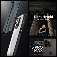 Apple iPhone 15 Pro Max Coque Spigen Ultra Hybrid Clair comme du cristal  Noir mat