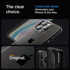 Apple iPhone 15 Pro Max Coque Spigen Ultra Hybrid Clair comme du cristal  Noir mat