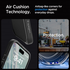 Apple iPhone 15 Pro Max Coque Spigen Ultra Hybrid Clair comme du cristal  Noir mat