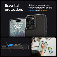 Apple iPhone 15 Pro Max Coque Spigen Ultra Hybrid Clair comme du cristal  Noir mat