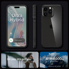 Apple iPhone 15 Pro Max Coque Spigen Ultra Hybrid Clair comme du cristal  Noir mat