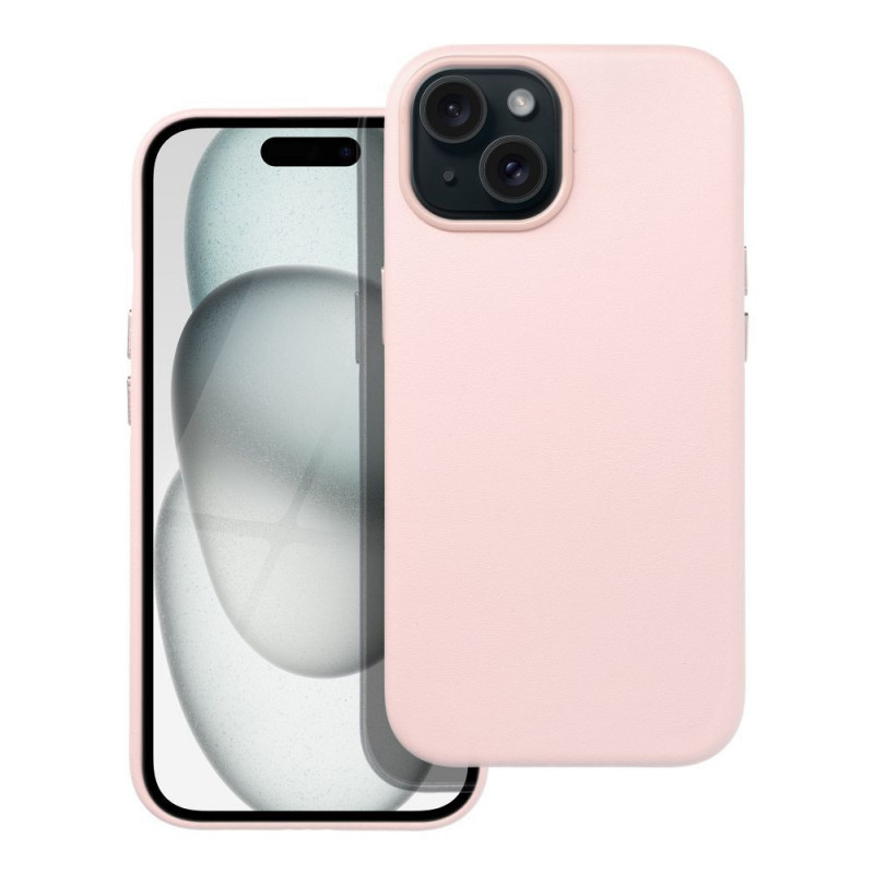 Apple iPhone 15 Coque Leather Mag Cover Élégant  MagSAFE  Rose sable