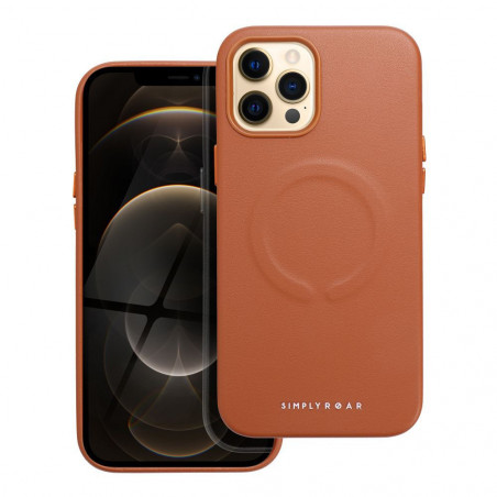 Apple iPhone 12 Pro Max Coque Roar Leather Mag Élégant  MagSAFE  Brun
