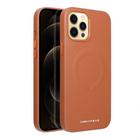 Apple iPhone 12 Pro Max Coque Roar Leather Mag Élégant  MagSAFE  Brun