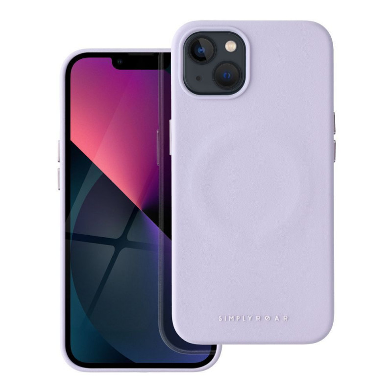 Apple iPhone 13 Coque Roar Leather Mag Élégant  MagSAFE  Violet (Purple)