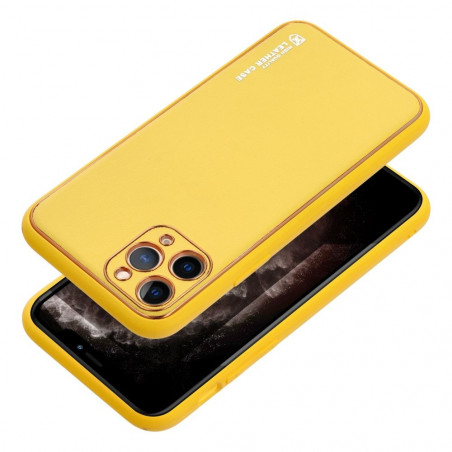 Apple iPhone 15 Coque Leather Jaune