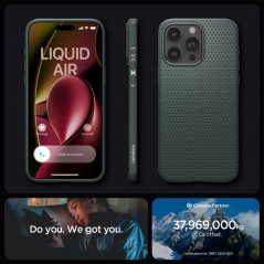 Apple iPhone 15 Pro Max Coque Spigen  Liquid Air Vert abysses