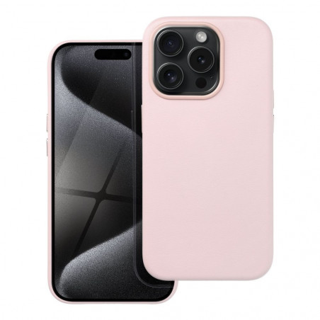 Apple iPhone 15 Pro Coque Leather Mag Cover Élégant  MagSAFE  Rose sable