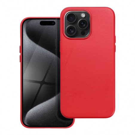 Apple iPhone 15 Pro Max Coque Leather Mag Cover Élégant  MagSAFE  Rouge
