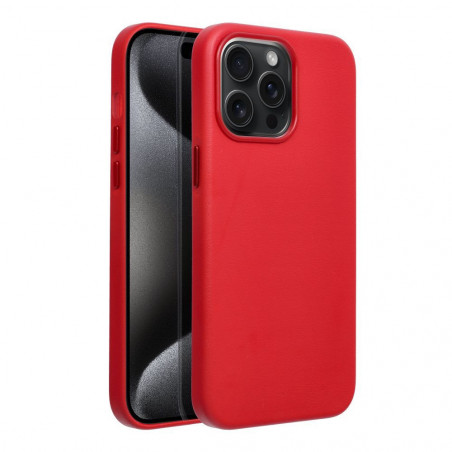 Apple iPhone 15 Pro Max Coque Leather Mag Cover Élégant  MagSAFE  Rouge