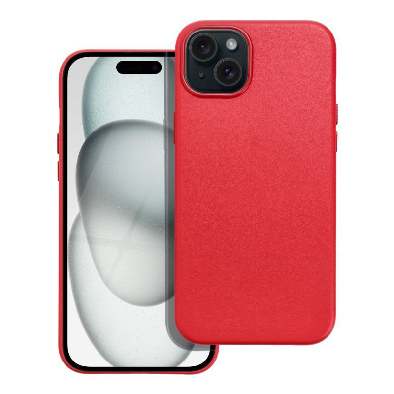 Apple iPhone 15 Plus Coque Leather Mag Cover Élégant  MagSAFE  Rouge