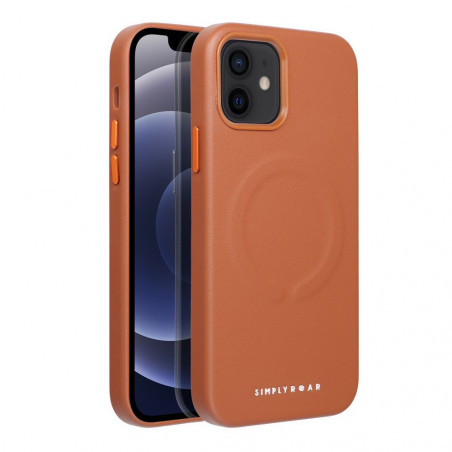 Apple iPhone 12 Coque Roar Leather Mag Élégant  MagSAFE  Brun