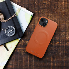 Apple iPhone 12 Coque Roar Leather Mag Élégant  MagSAFE  Brun