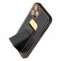 Apple iPhone 15 Pro Coque LEATHER Case Kickstand Noir