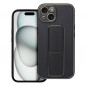 Apple iPhone 15 Coque LEATHER Case Kickstand Noir