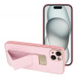 Apple iPhone 15 Plus Coque LEATHER Case Kickstand Rose