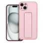 Apple iPhone 15 Plus Coque LEATHER Case Kickstand Rose